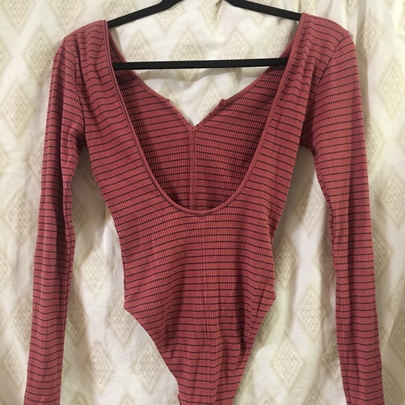 pink bodysuit w/ black stripes (Urban Outfitters) - Picture 4 of 4